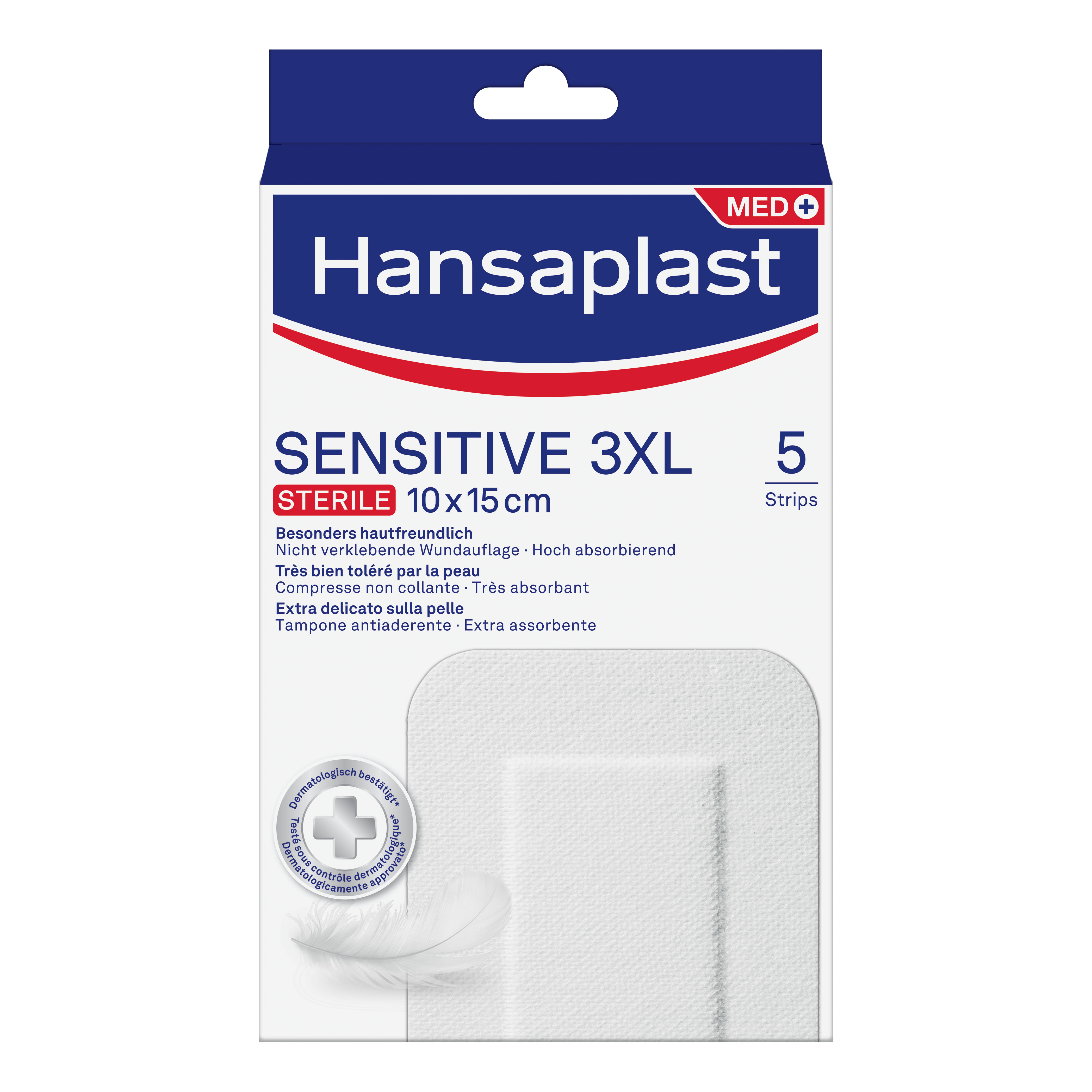 Hansaplast sensitive 3xl 10x15cm 5 pezzi