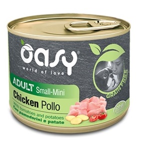 Oasy Cane Grain Free Adulto Small&Mini Tocchetti Di Pollo, Pomodorini & Patate 200 Gr