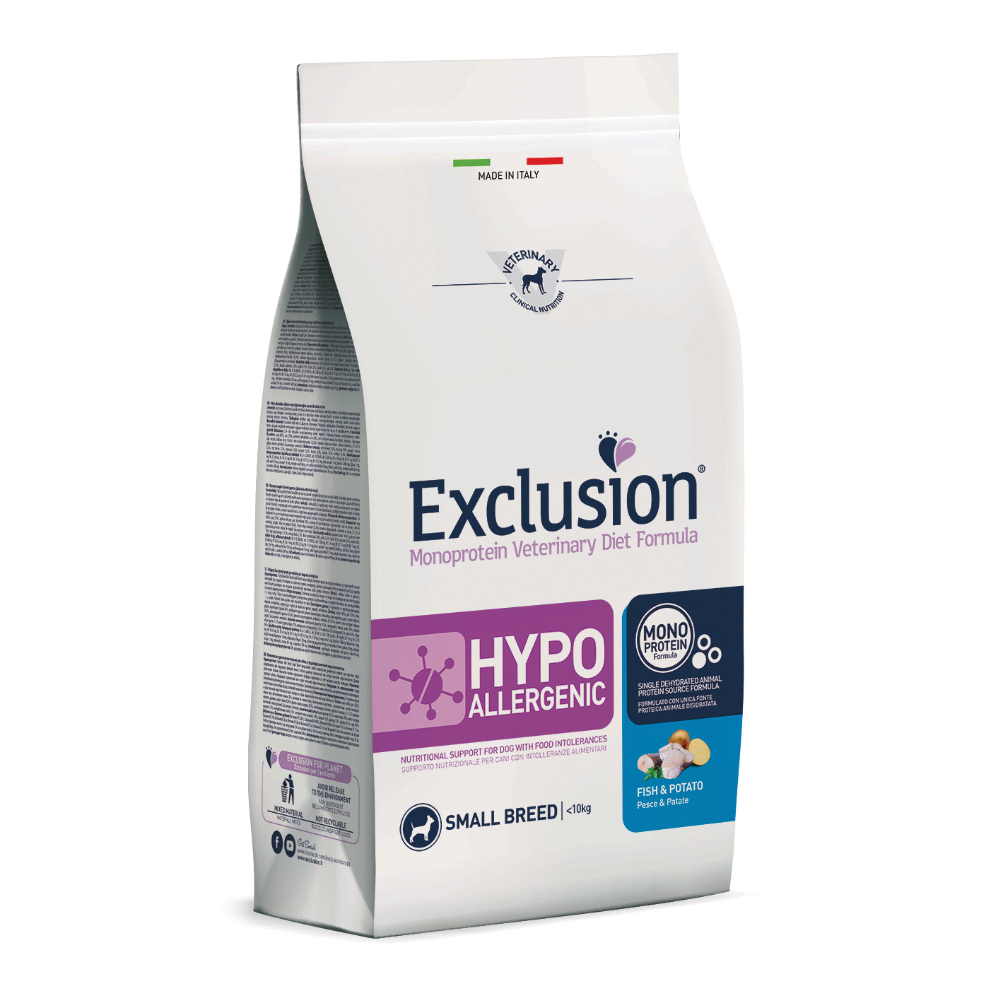 Exclusion Cane Diet Hypoallergenic Adulto Small Pesce amp Patate 2 Kg