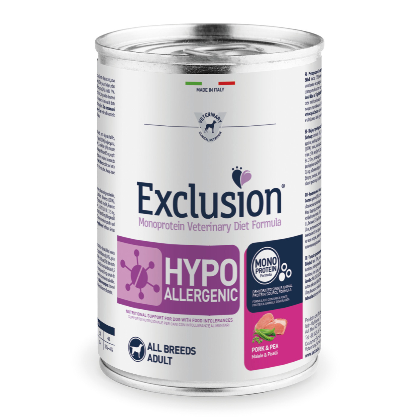 Exclusion Cane Diet Hypoallergenic Adulto All Breeds Maiale amp Pis...
