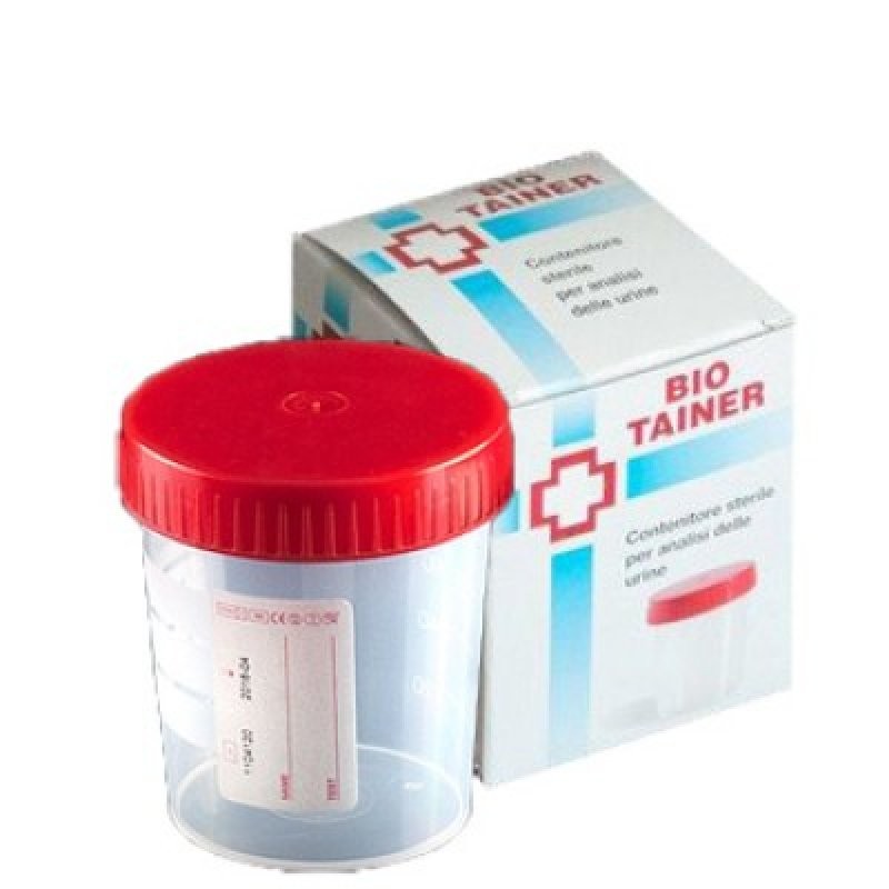 Contenitore per urina biotainer in polipropilene con tappo/vite da 120 ml 1 pezzo