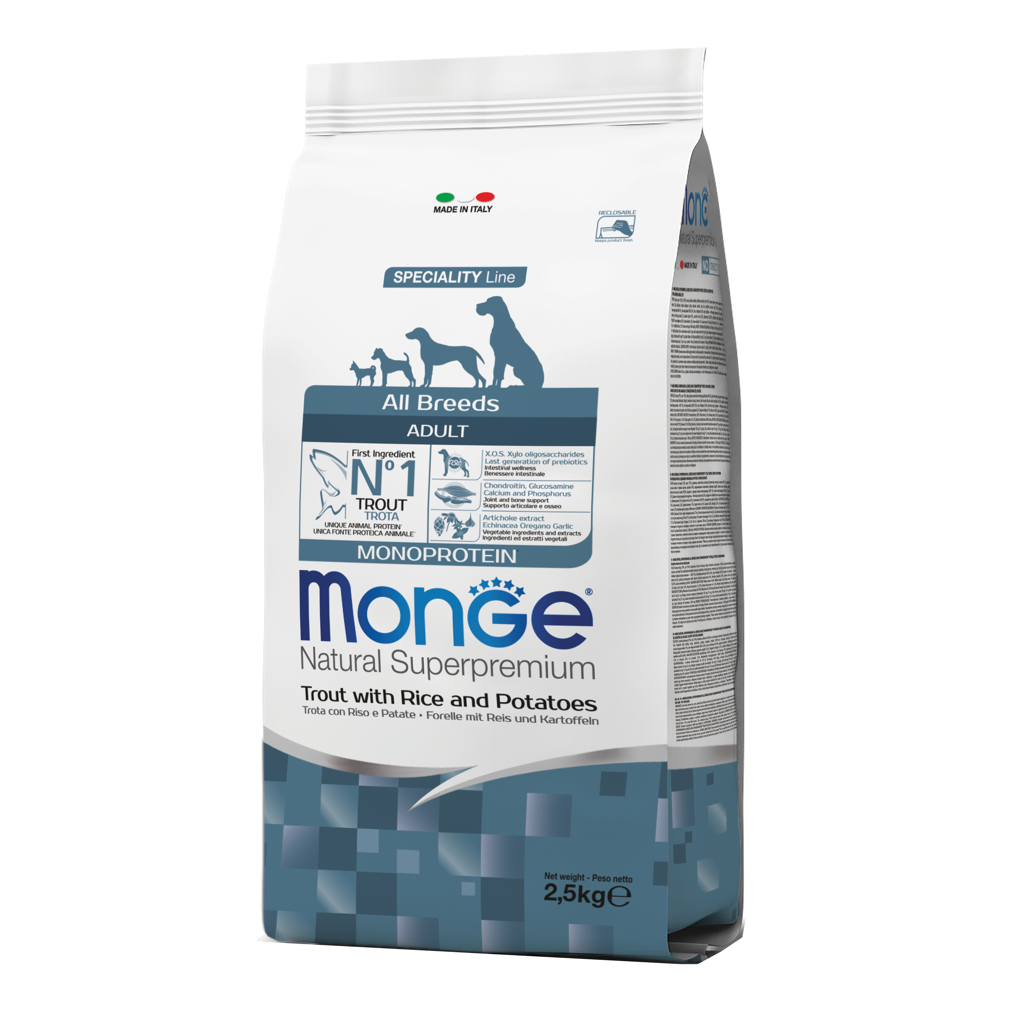 Monge Cane Natural Superpremium Adulto All Breeds Trota, Riso amp P...