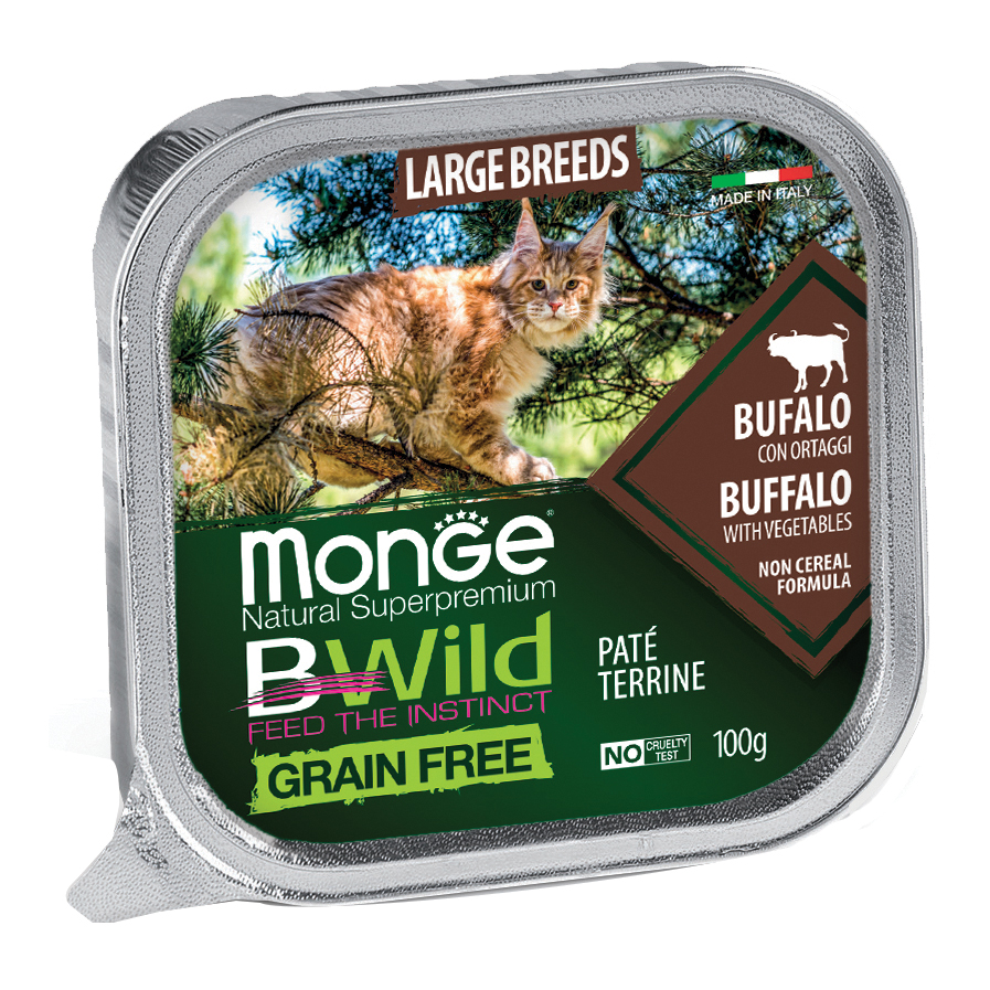 Monge bwild cat large breeds bufalo/ortaggi 100 g