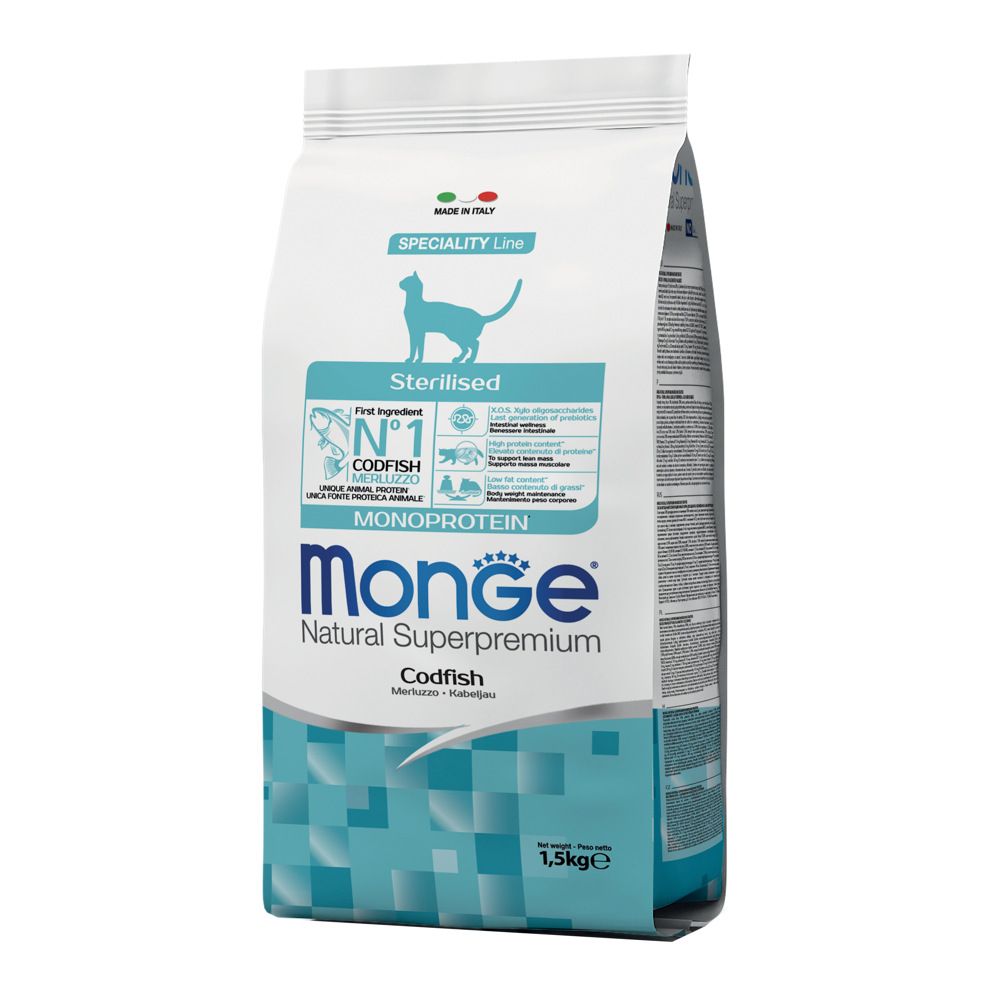 Monge Gatto Natural Superpremium Adulto Sterilizzato Merluzzo 1,5 Kg