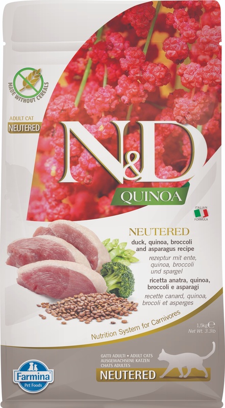 N&amp;d quinoa cat duck broccoli asparagus neutered adult 1,5 kg