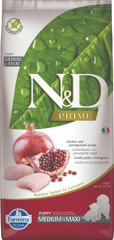 Farmina Cane N&amp;D Prime Puppy Medium&amp;Maxi Pollo &amp; Melograno 12 Kg
