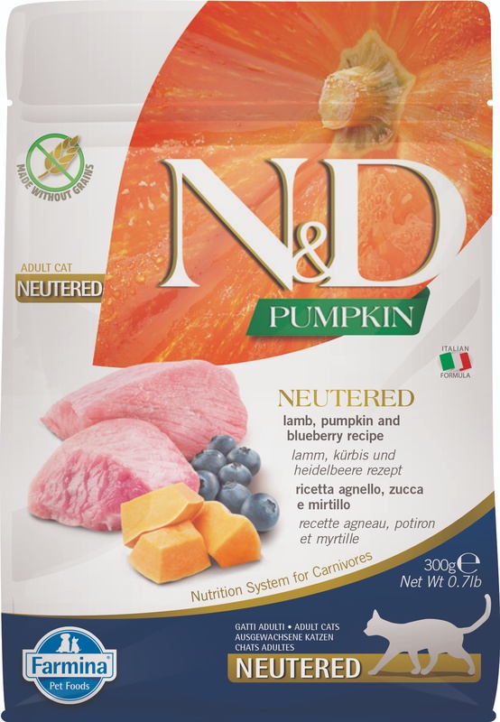 N&amp;d pumpkin cat agnello e mirtillo ad neutered 300 g