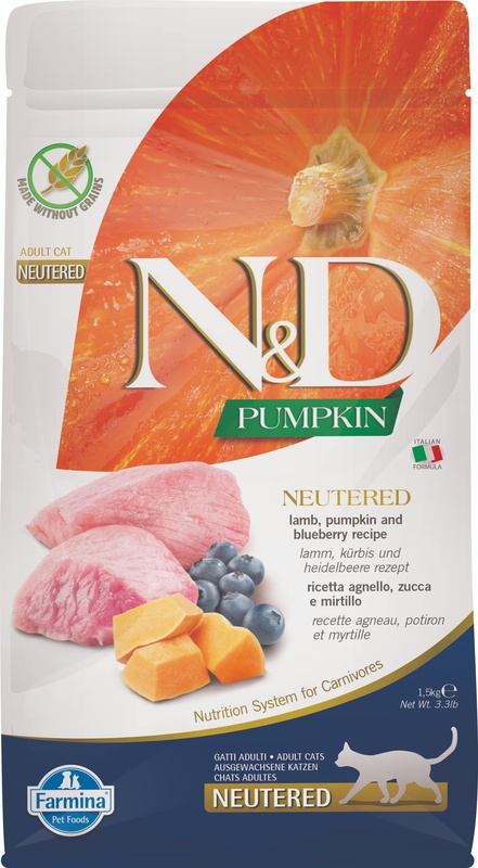 Farmina Gatto N&amp;D Pumpkin Neutered Agnello, Zucca &amp; Mirtillo 1,5 Kg