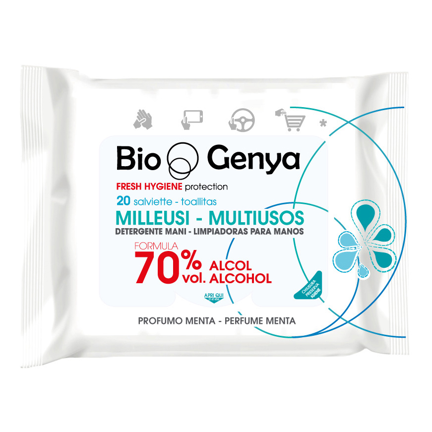 Biogenya milleusi igienizzanti 70% alcool salviette 20 pezzi