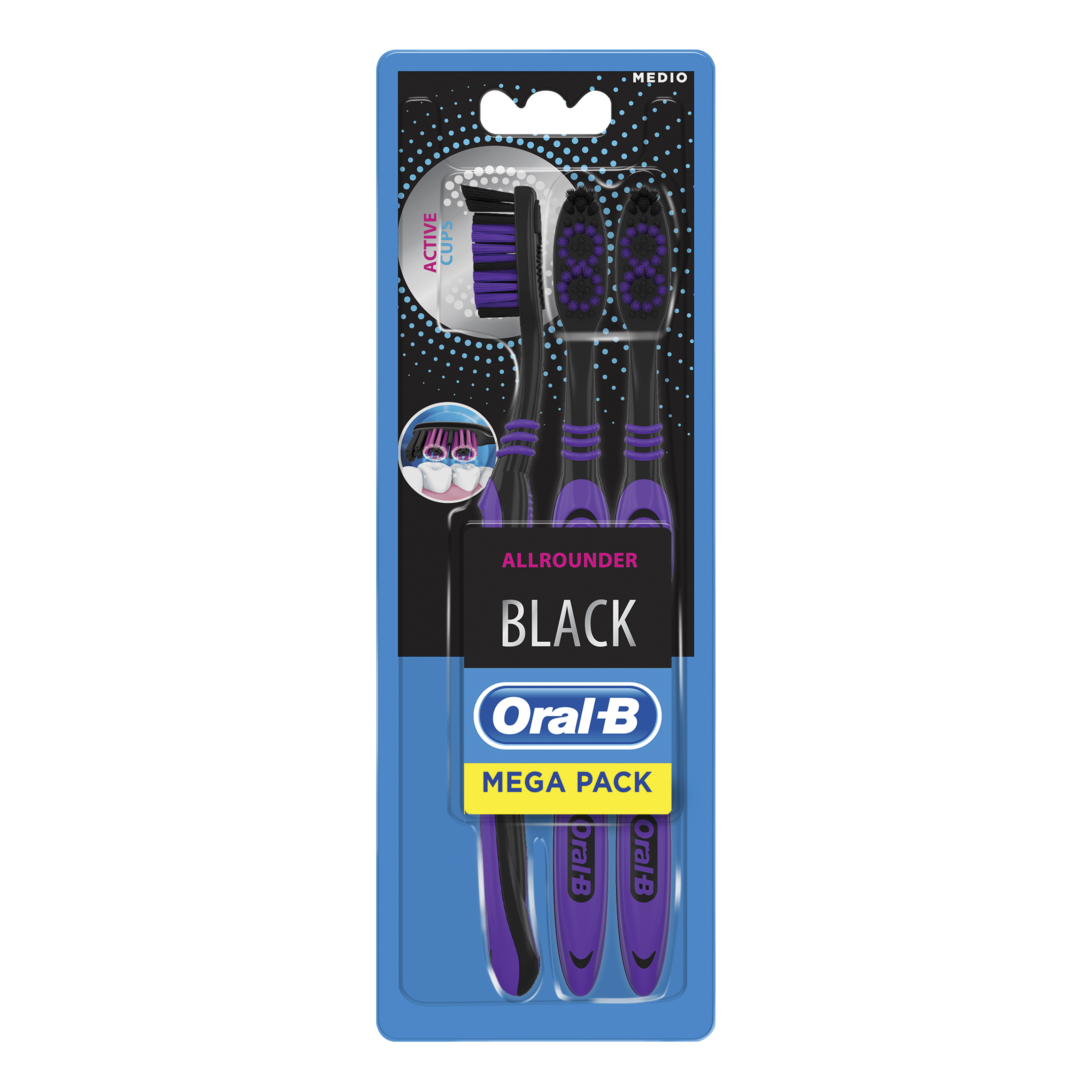 Oral-B Spazzolino Manuale Allrounder Black 3 Pezzi