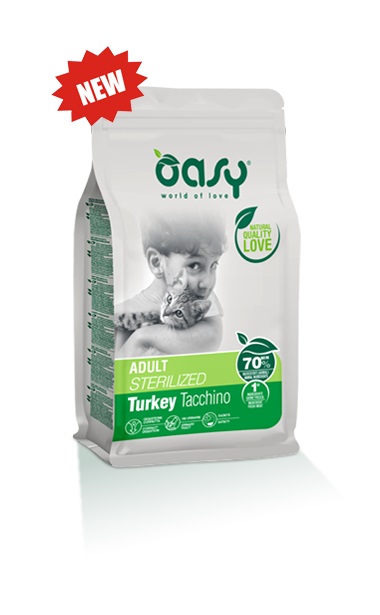Oasy Gatto Lifestage Adulto Sterilizzato Tacchino 300 Gr New Pack
