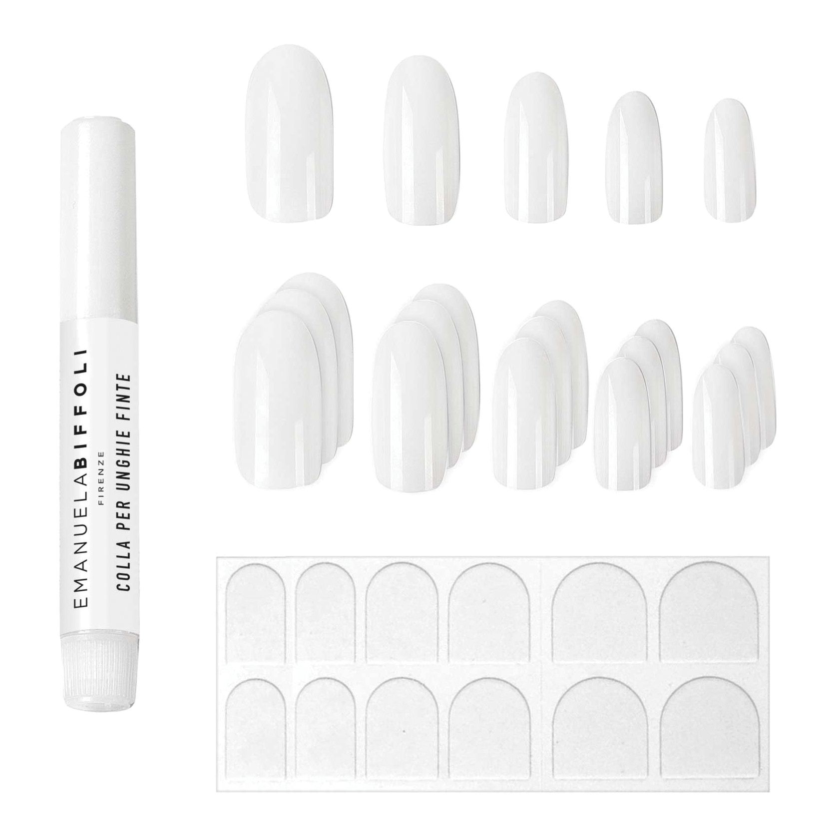 BIFFOLI - Unghie Finte Colore Naturale - Set Ricostruzione Da 24 Unghie + Colla