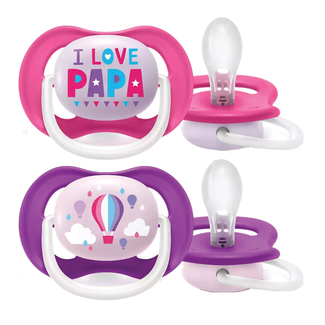 Avent ultra air succhietto papa/balloon femmina 6-18 mesi 2 pezzi