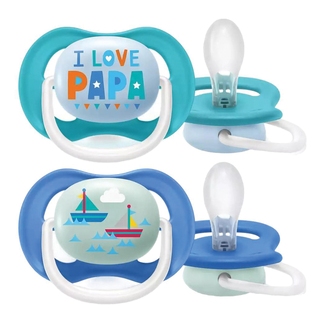 Avent ultra air succhietto papa/boat maschio 6-18 mesi 2 pezzi