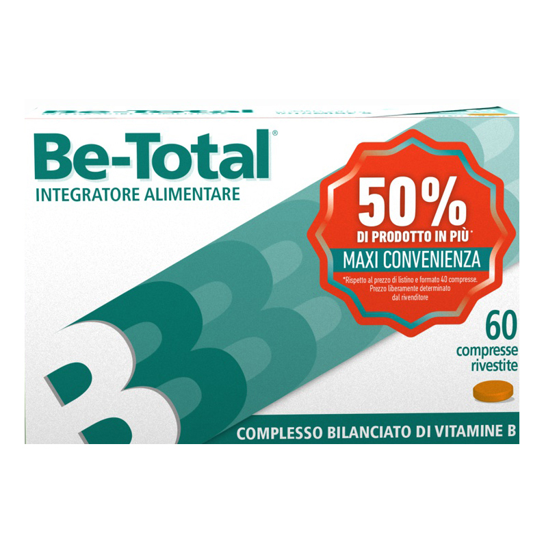 Be-Total Integratore Alimentare Vitamina B/B3/B12 Acido Folico Energia 60 Compresse