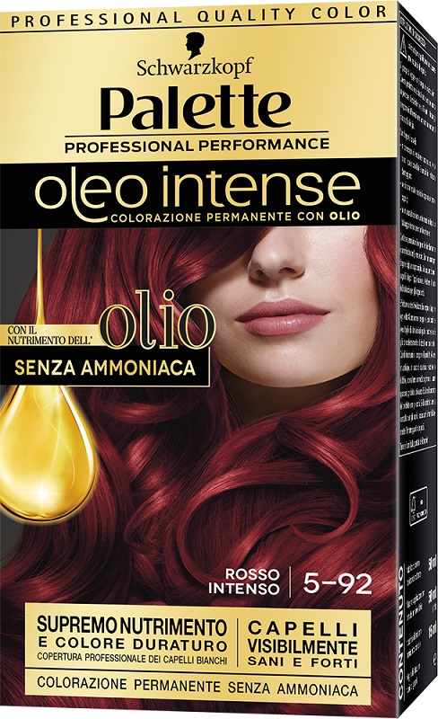 Schwarzkopf palette oleo intense senza ammoniaca con doppio olio attivatore 5-92 rosso intenso 173 g