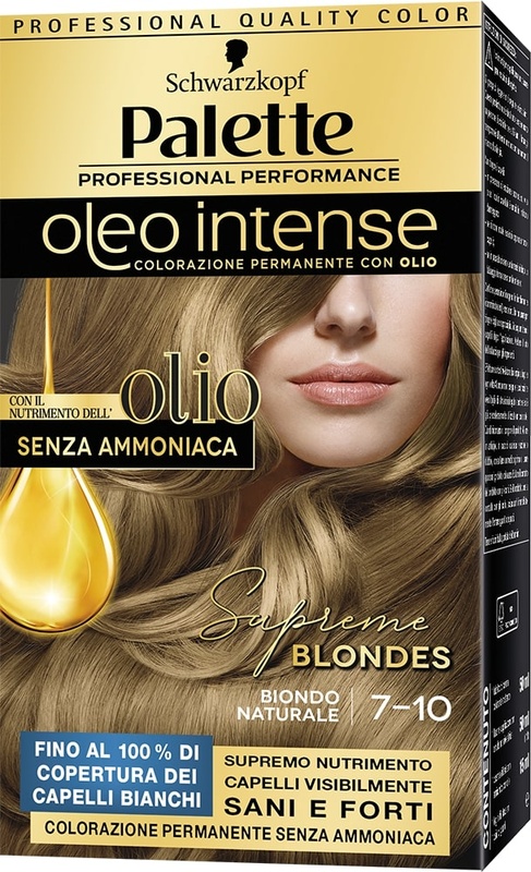 Schwarzkopf palette oleo intense senza ammoniaca con doppio olio attivatore 7-10 biondo naturale 173 g