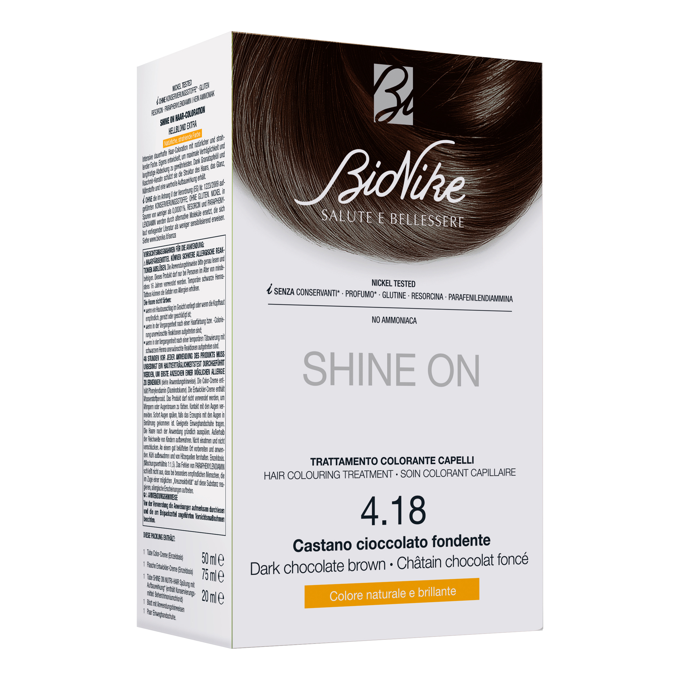 Bionike Shine On Trattamento Colorante Capelli 4.18 Castano Cioccolato Fondente