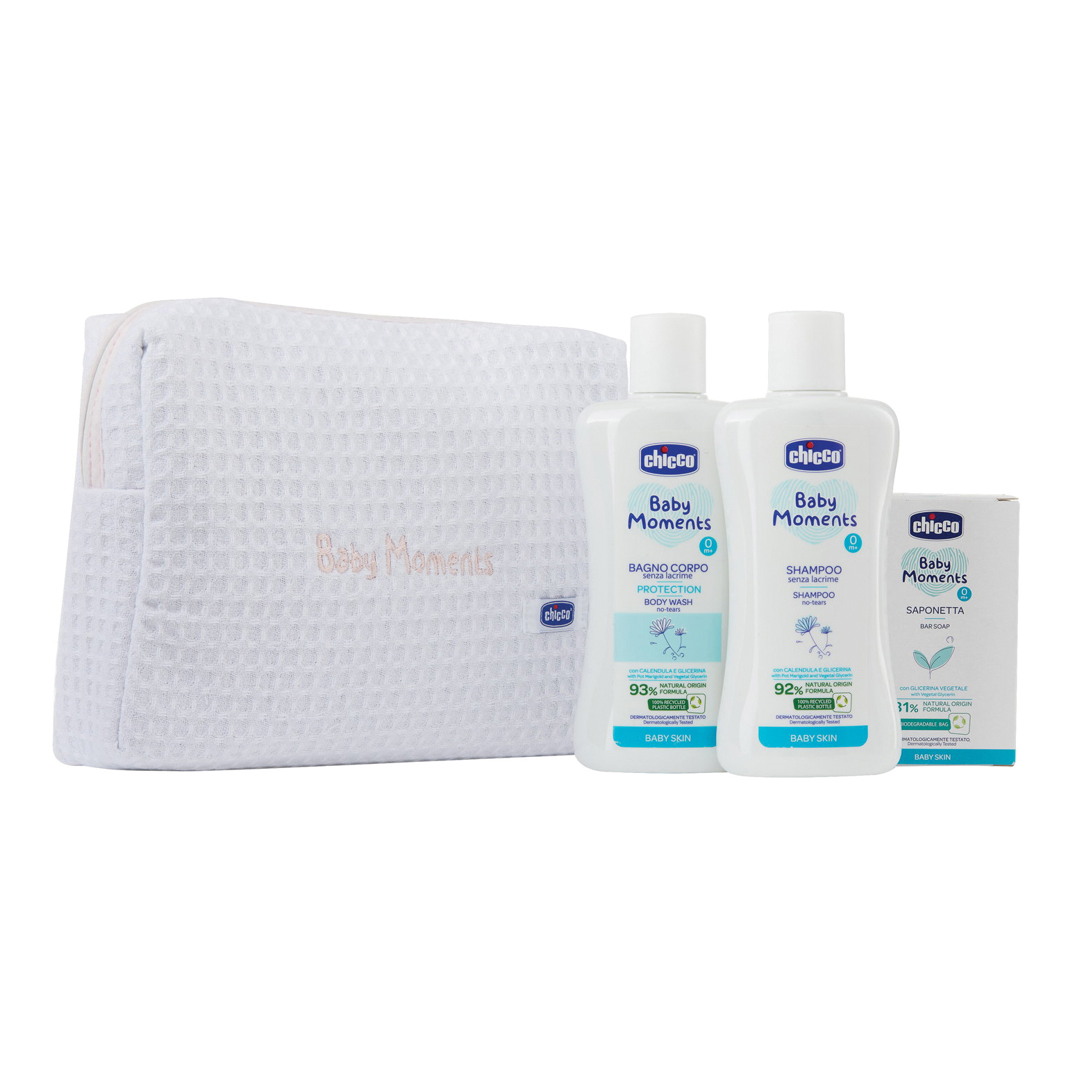 Chicco baby moments beauty bag w zip rosa bagnoschiuma pelli delica...