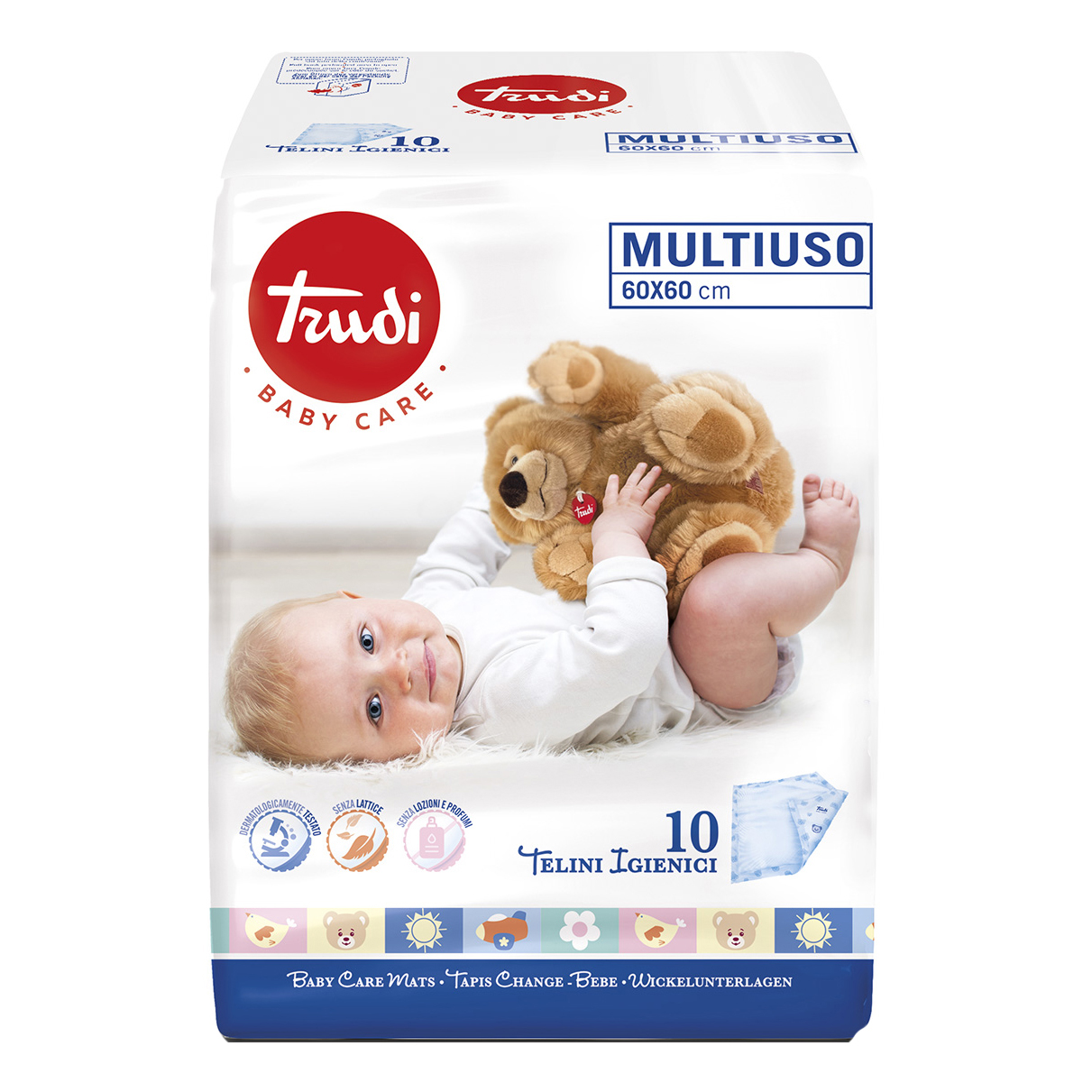 Trudi baby care telini multiuso 60x60 cm 10 pezzi