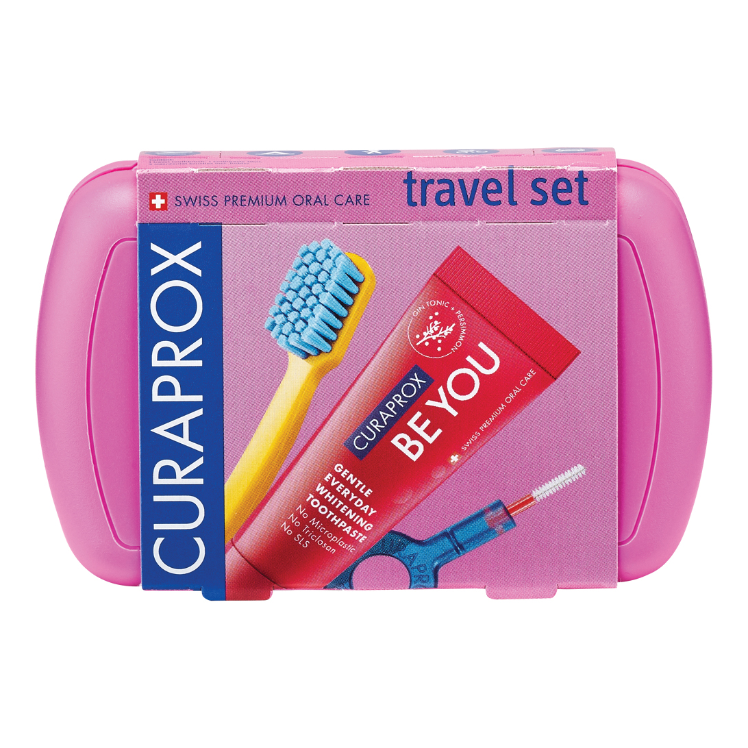 Curaprox travel set pink