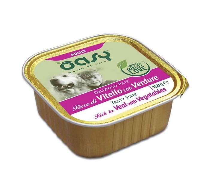 Oasy Cane Delizioso Pate' Adulto Vitello & Verdure 150 Gr
