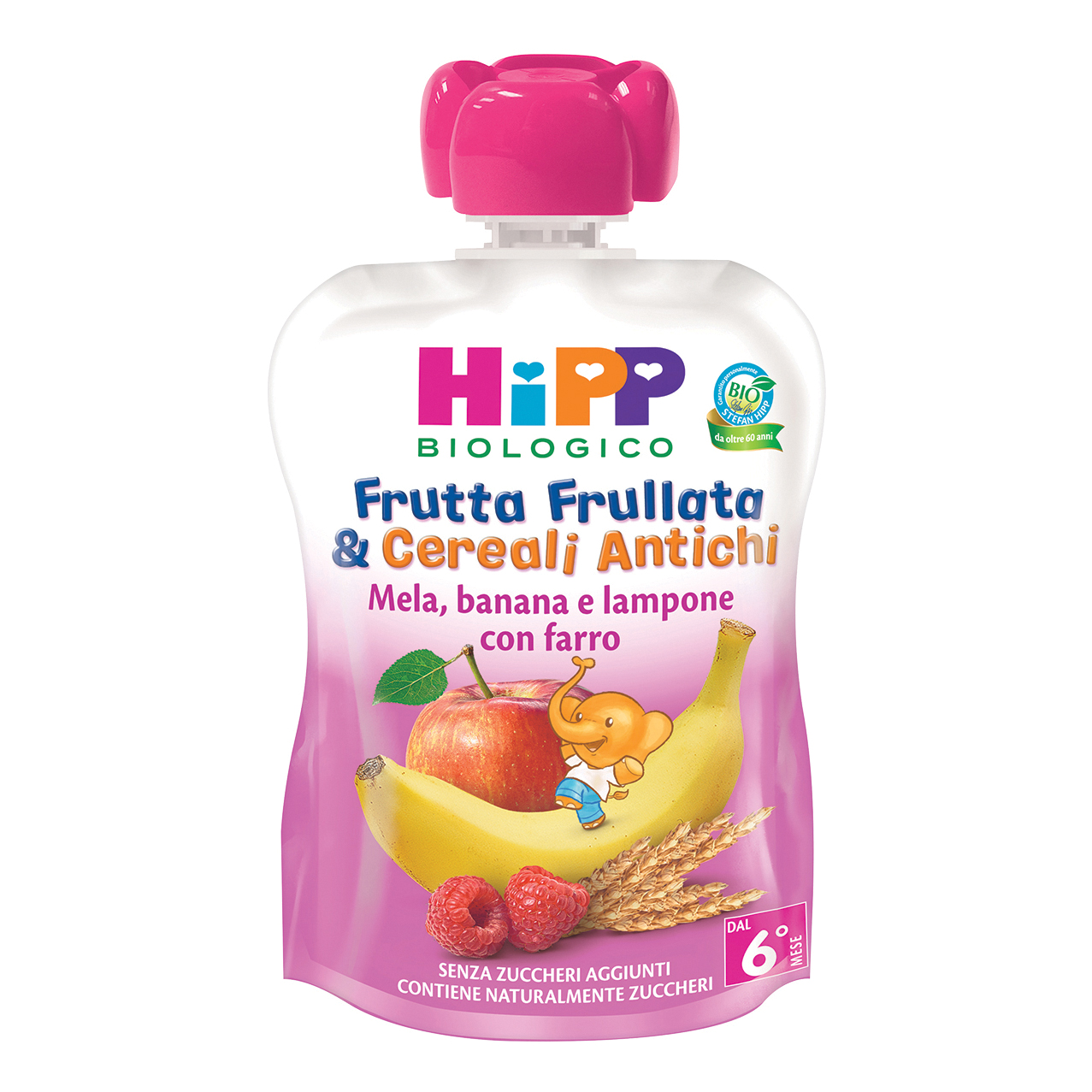 Hipp bio frutta frull&amp;biscotto mela fragola mirtillo biscotto 90 g