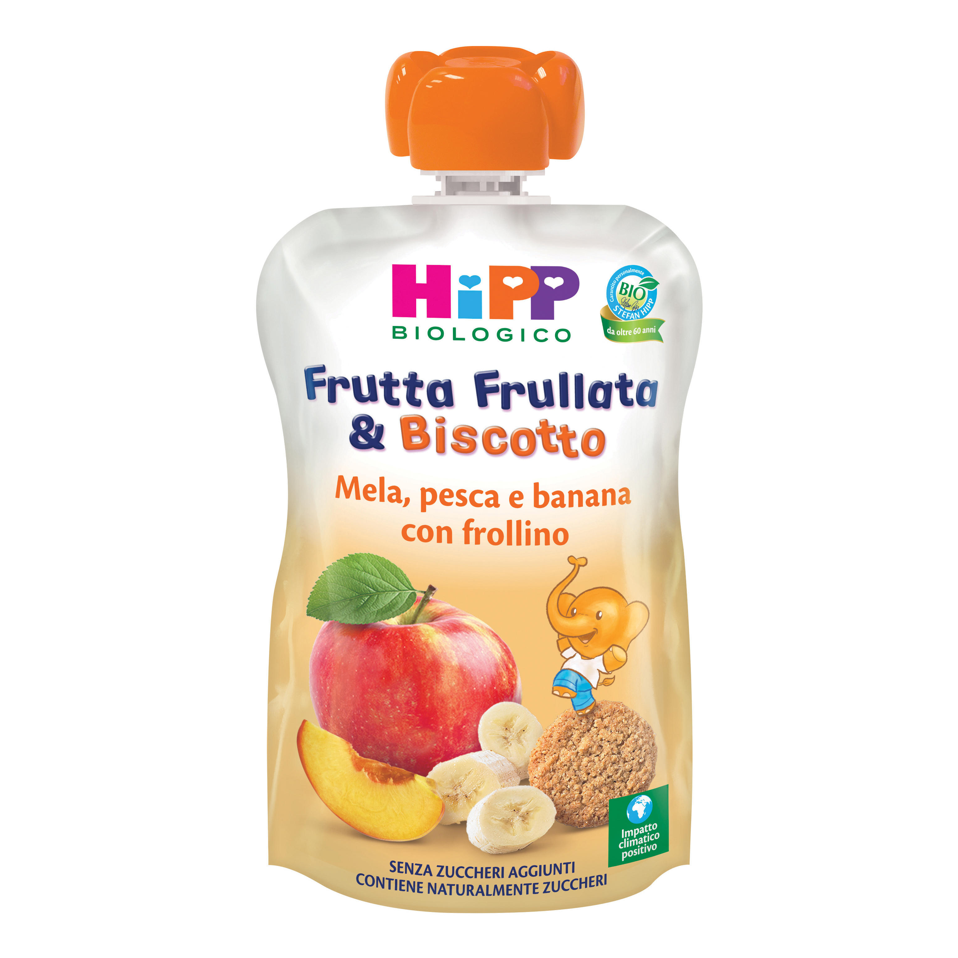 Hipp frutta frull&amp;biscotto mela pesca banana frollino 90 g