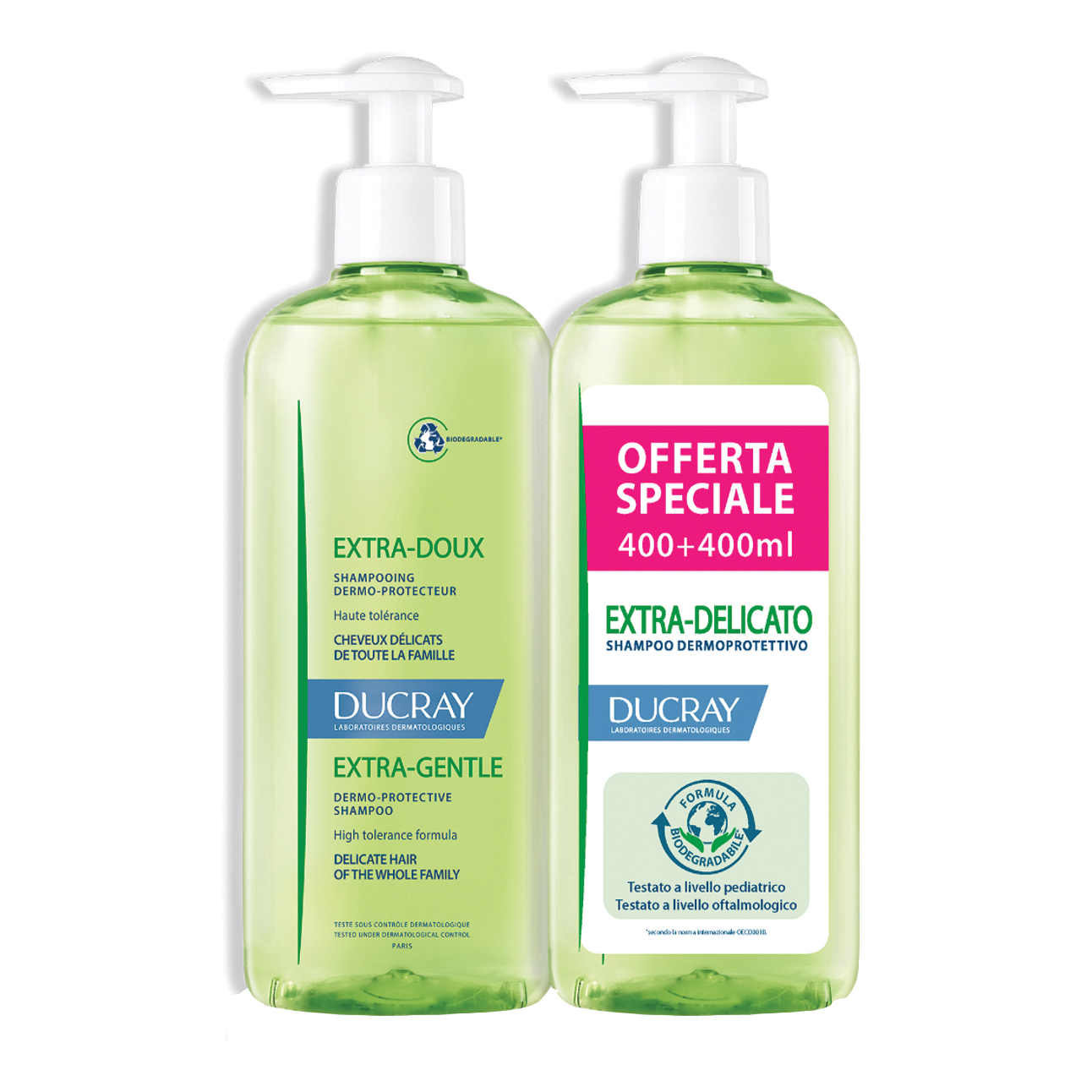 Ducray extra delicato shampoo dermoprotettivo 2x400 ml promo