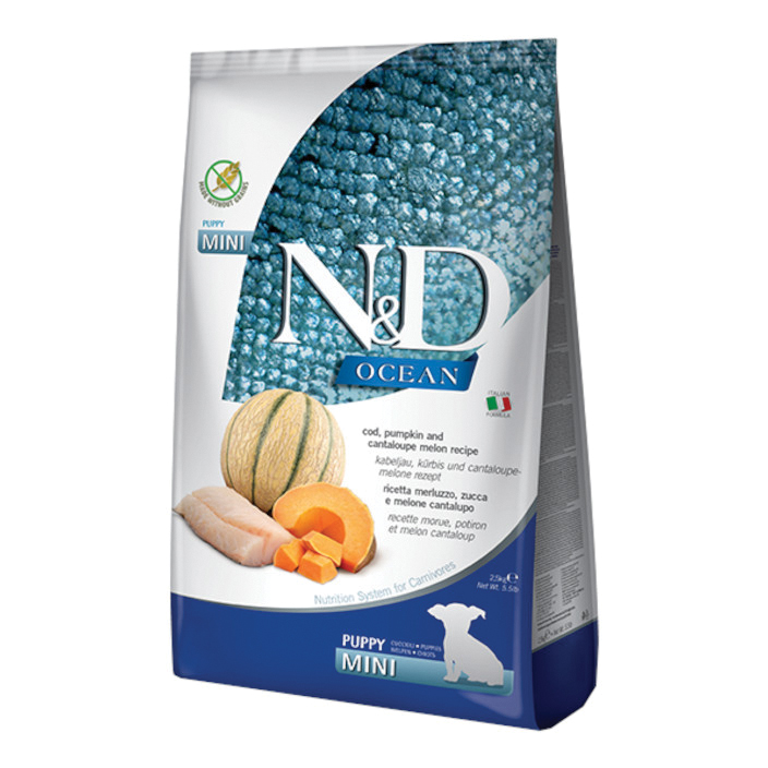Farmina Cane N&amp;D Ocean Puppy Mini Merluzzo, Zucca &amp; Melone Cantalupo 800 Gr
