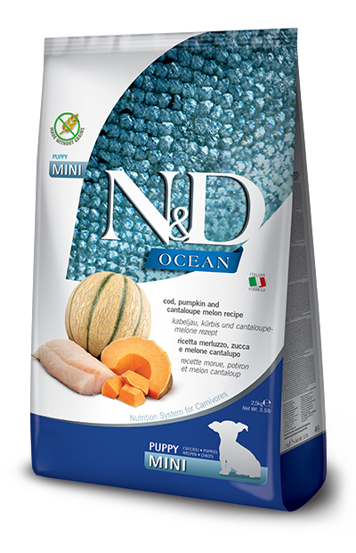 Farmina Cane N&amp;D Ocean Puppy Mini Merluzzo, Zucca &amp; Melone Cantalupo 2,5 Kg