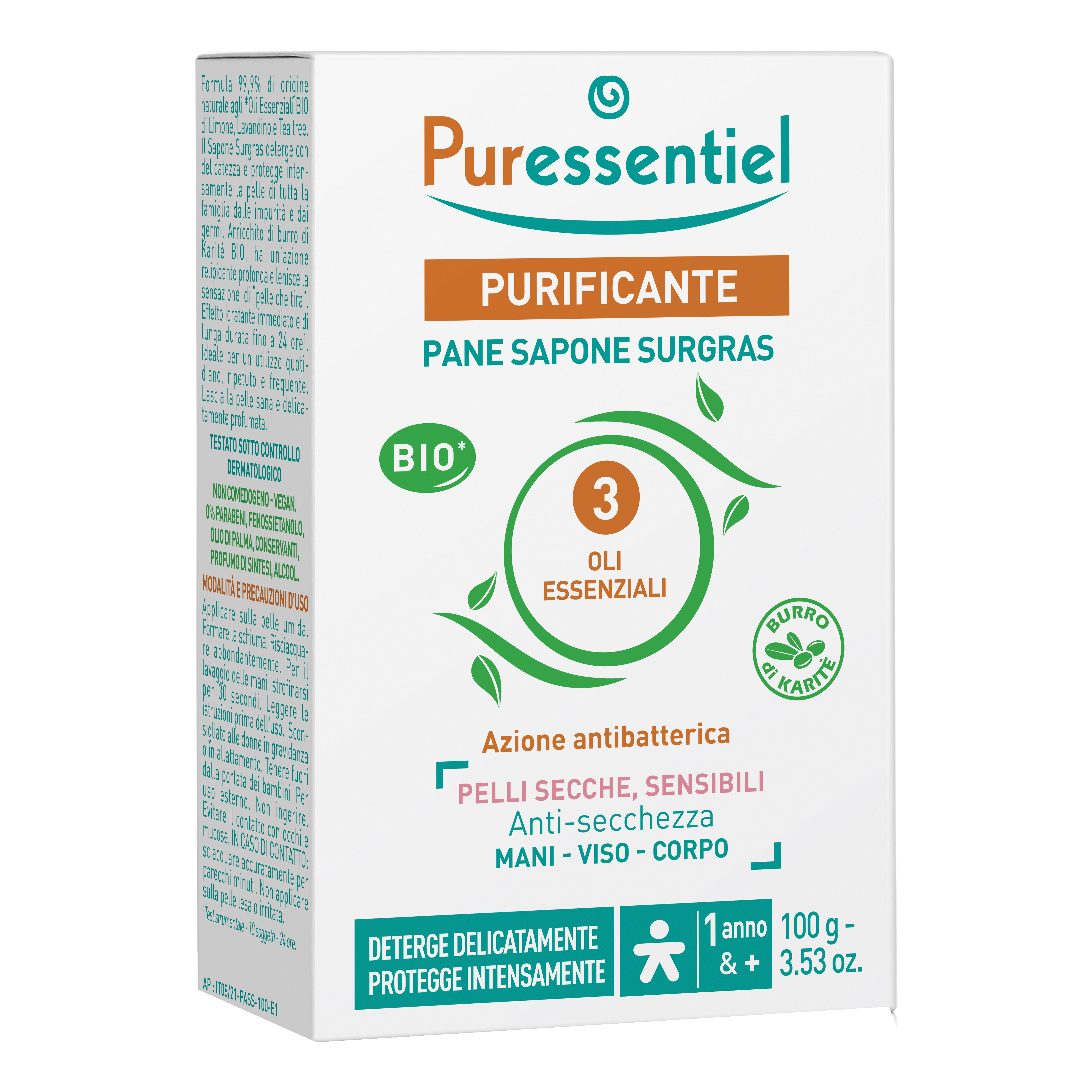 Puressentiel sapone surgras solido bio 100 g