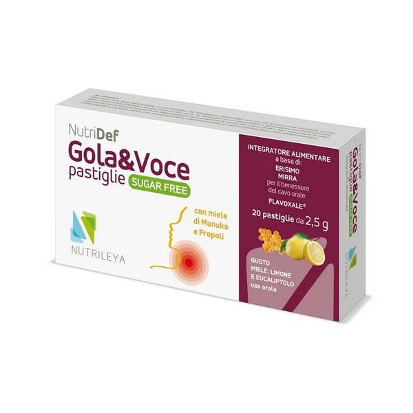 Nutridef gola &amp; voce sugar free miele limone eucaliptolo 20 pastiglie