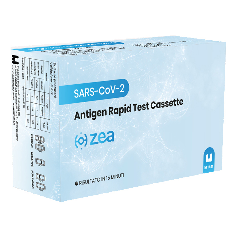 Test antigenico rapido covid-19 zea determinazione qualitativa antigeni sars-cov-2 in campioni salivari mediante immunocromatografia 10 pezzi uso professionale