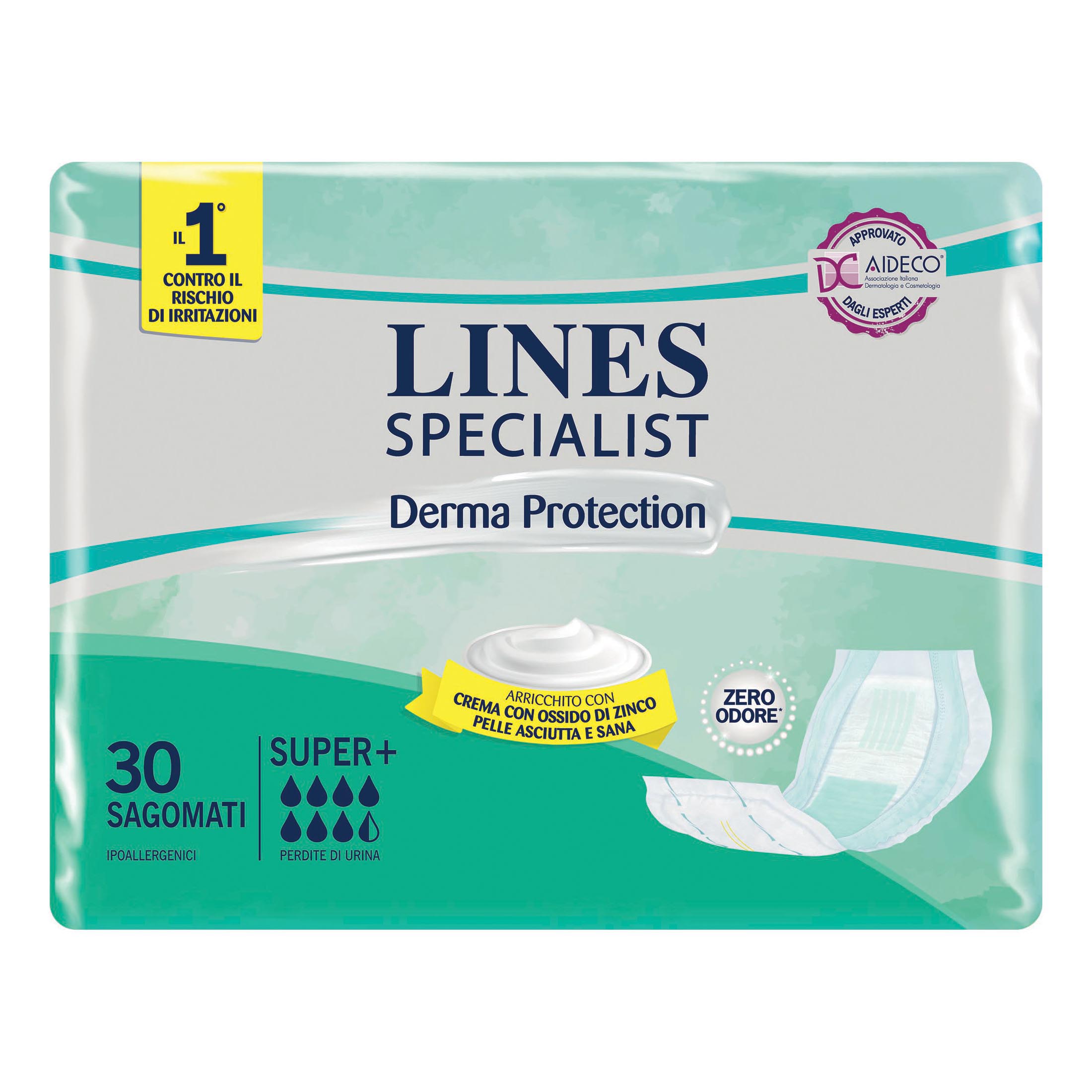 Pannolone per incontinenza lines specialist derma sagomato super+ 30 pezzi