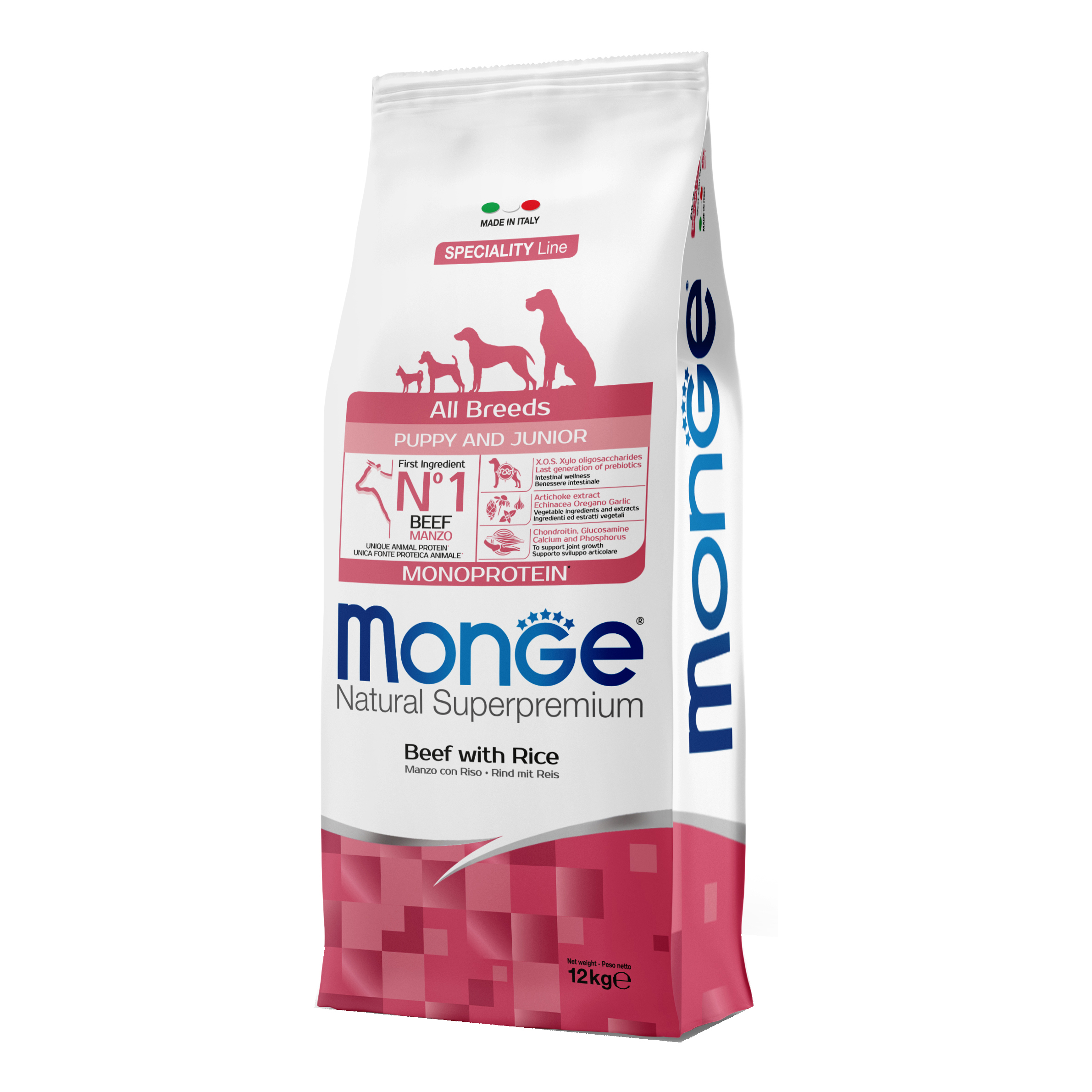 Monge Cane Natural Superpremium Puppy&amp;Junior All Breeds Manzo &amp; Riso 12 Kg