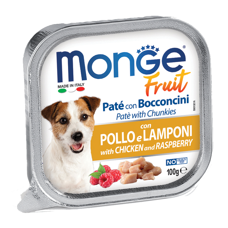 Monge Cane Fruit Vaschetta Adulto Pollo & Lamponi 100 Gr