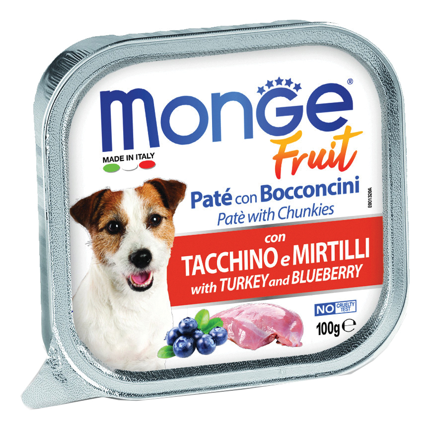 Monge Cane Fruit Vaschetta Adulto Tacchino & Mirtilli 100 Gr