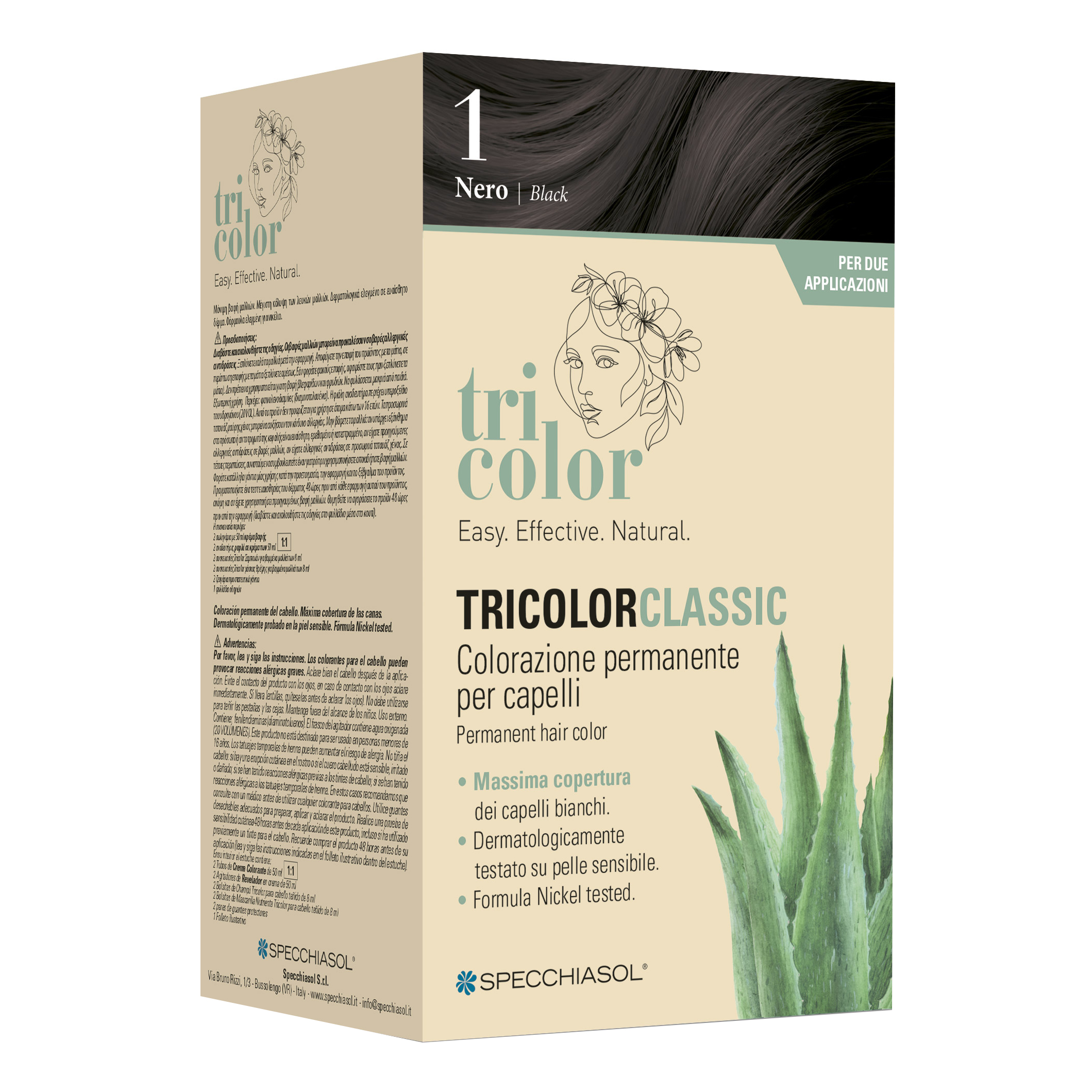 Tricolor classic 1 nero 2 tubi 50 ml + 2 shaker 50 ml + 4 bustine 8 ml