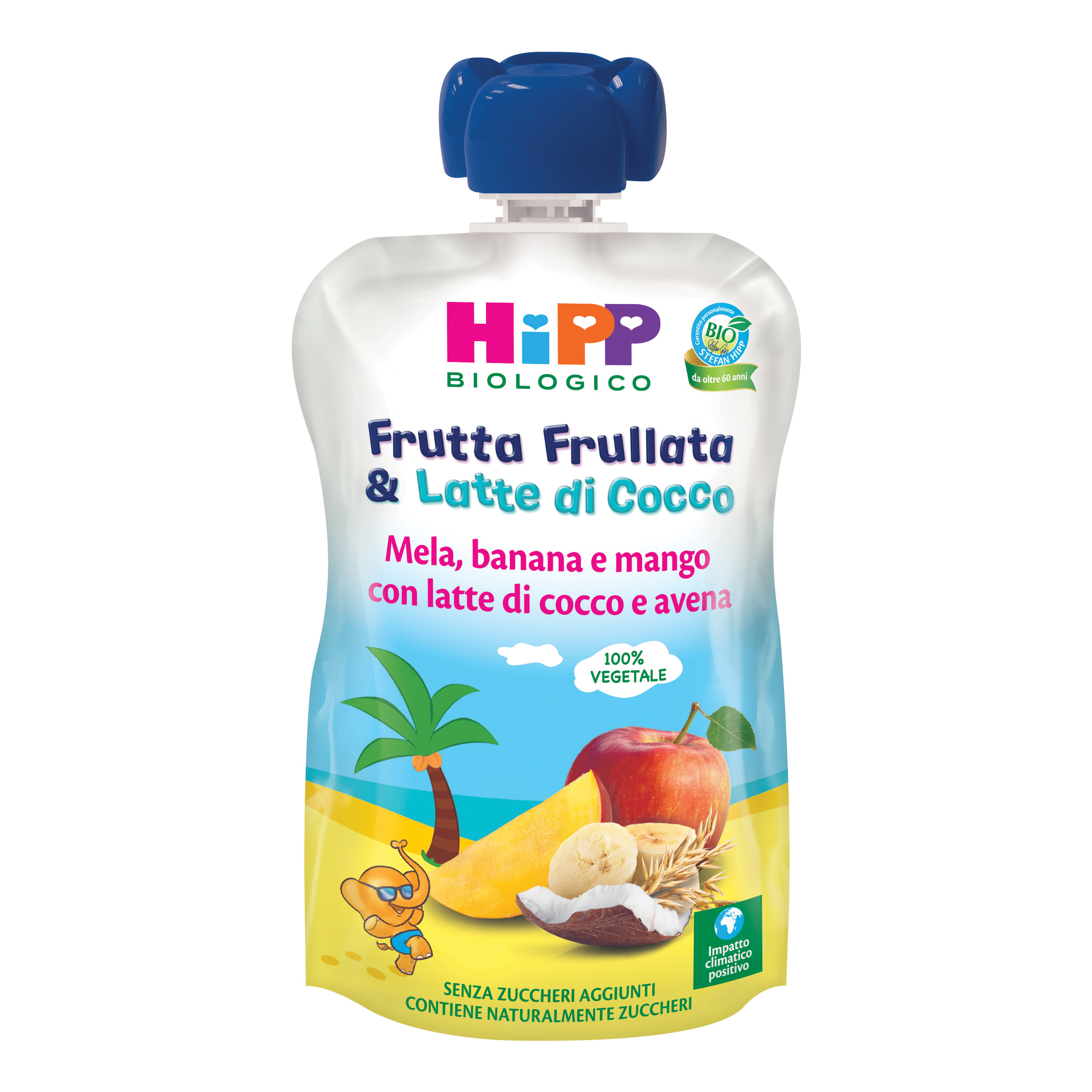 Hipp bio frutta frullata&amp;latte di cocco mela banana con latte di cocco e avena 90 g