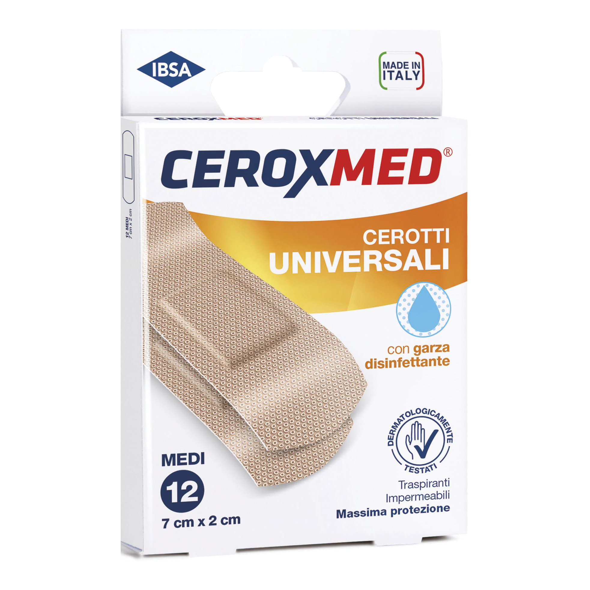 Cerotti Universali Ceroxmed Con Garza Disinfettante Medi 7 X2 Cm 12 Pezzi