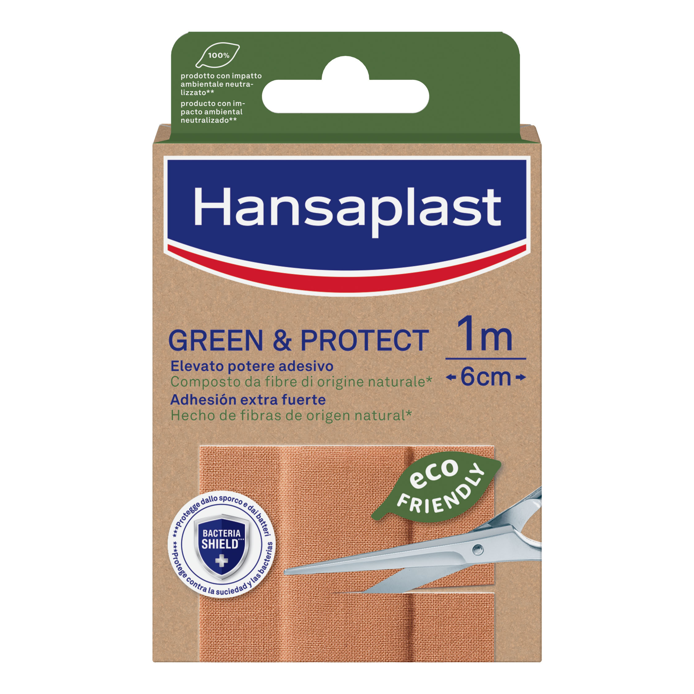Cerotto hansaplast in striscia green&amp;protect m 1x6 cm 10 pezzi