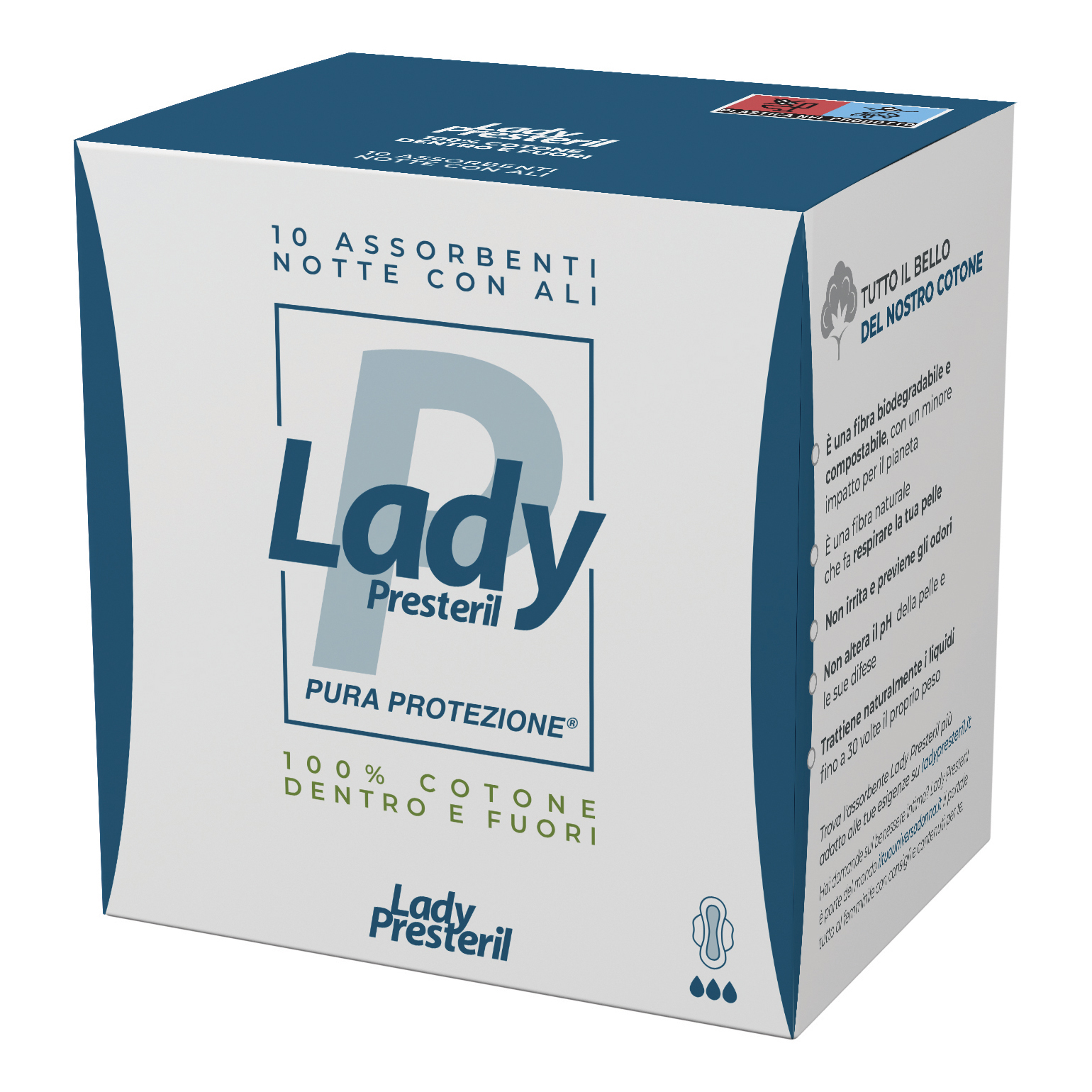 Lady Presteril Assorbenti Notte Con Ali Ripiegati 100% Cotone Biodegradabile 10 Pezzi - Corman - Immagine 10