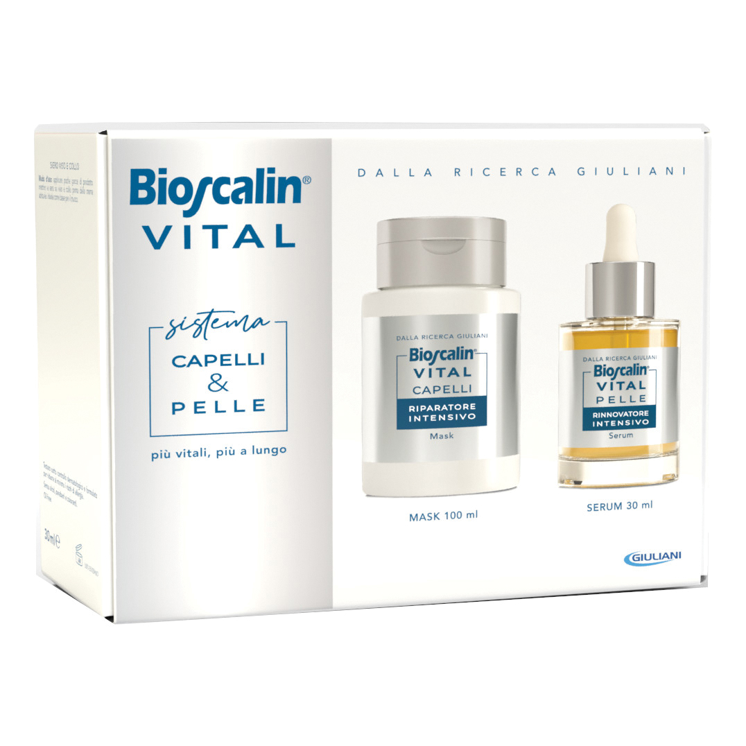 Bioscalin vital sistema capelli &amp; pelle maschera capelli + siero rigenerante viso 30 ml + maschera 100 ml