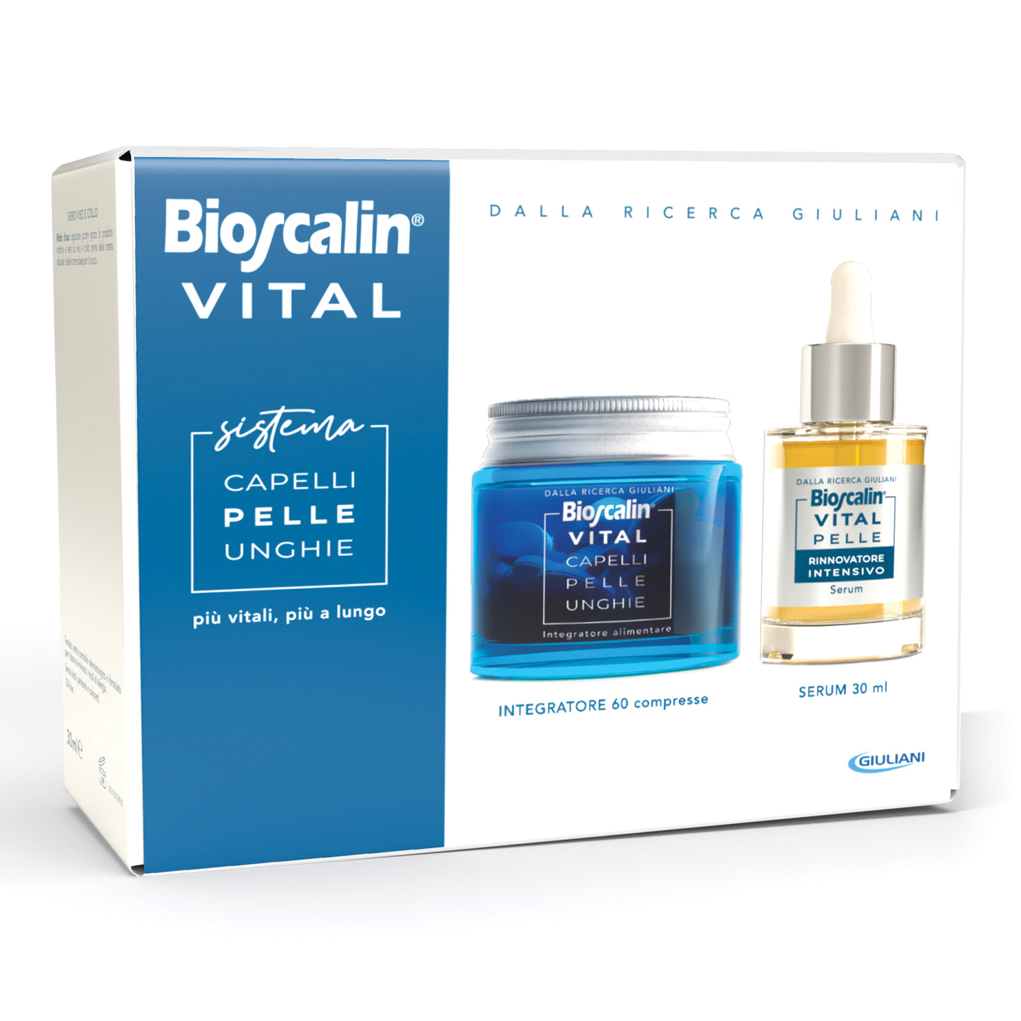 Bioscalin vital sistema capelli pelle &amp; unghie bioscalin capelli pelle &amp; unghie 60 compresse + siero rigenerante viso 30 ml