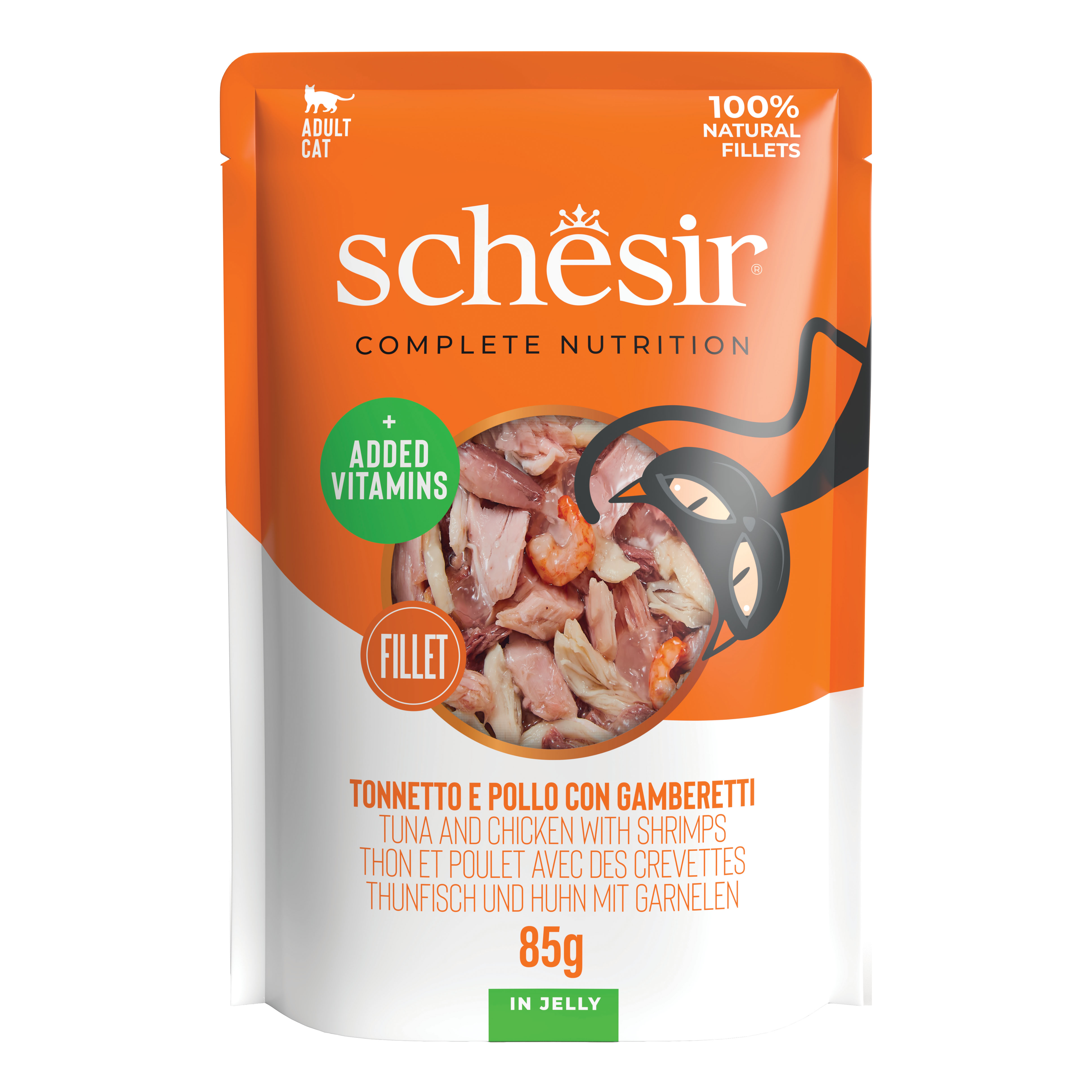 Schesir Gatto Busta In Jelly Adulto Tonnetto, Pollo & Gamberetti 85 Gr