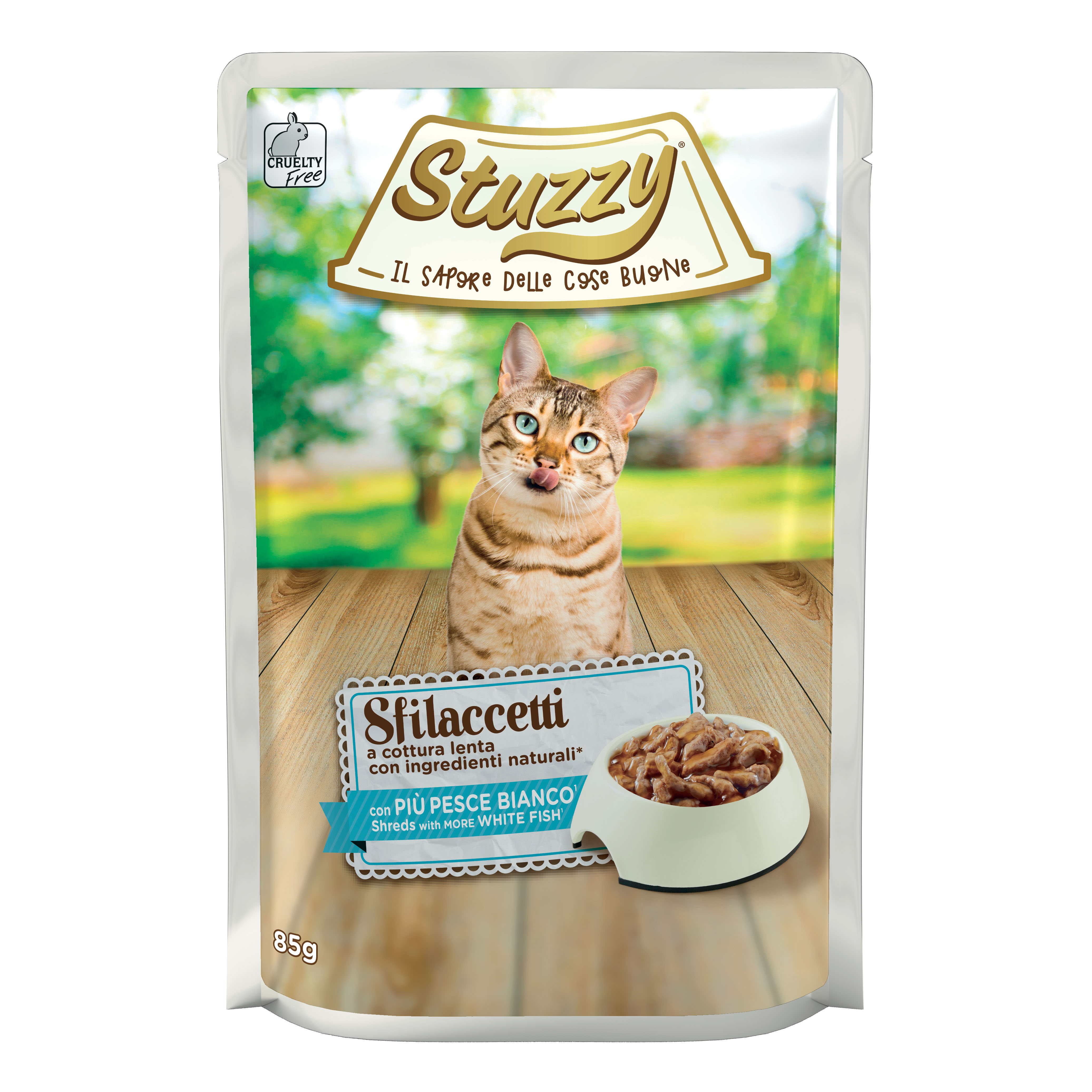 Stuzzy Gatto Sfilaccetti Busta Adulto Pesce Bianco 85 Gr