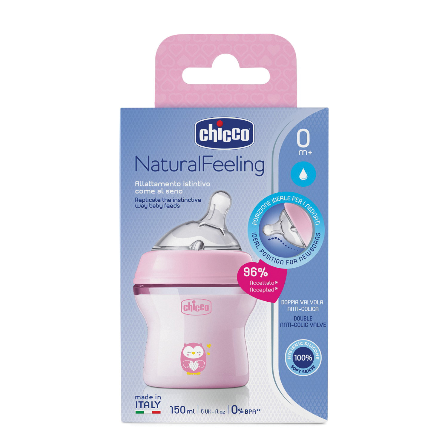 Chicco biberon nat feel pp 0m 150 ml bimba