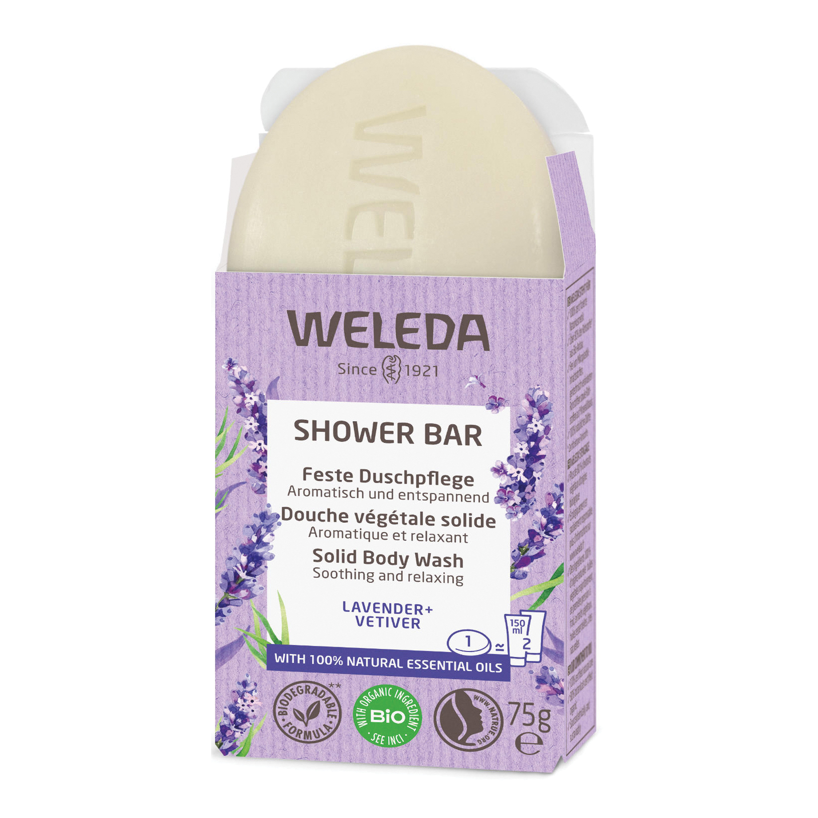 Bagno doccia solido lavanda + vetiver 75 g