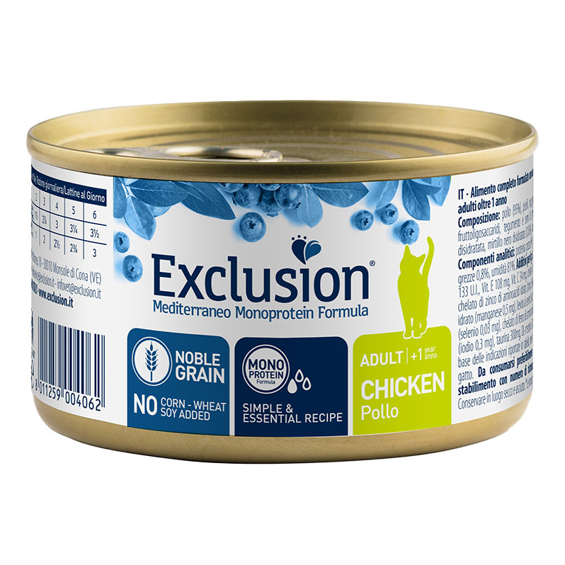 Exclusion Gatto Mediterraneo Adulto Pollo Lattina 85 Gr